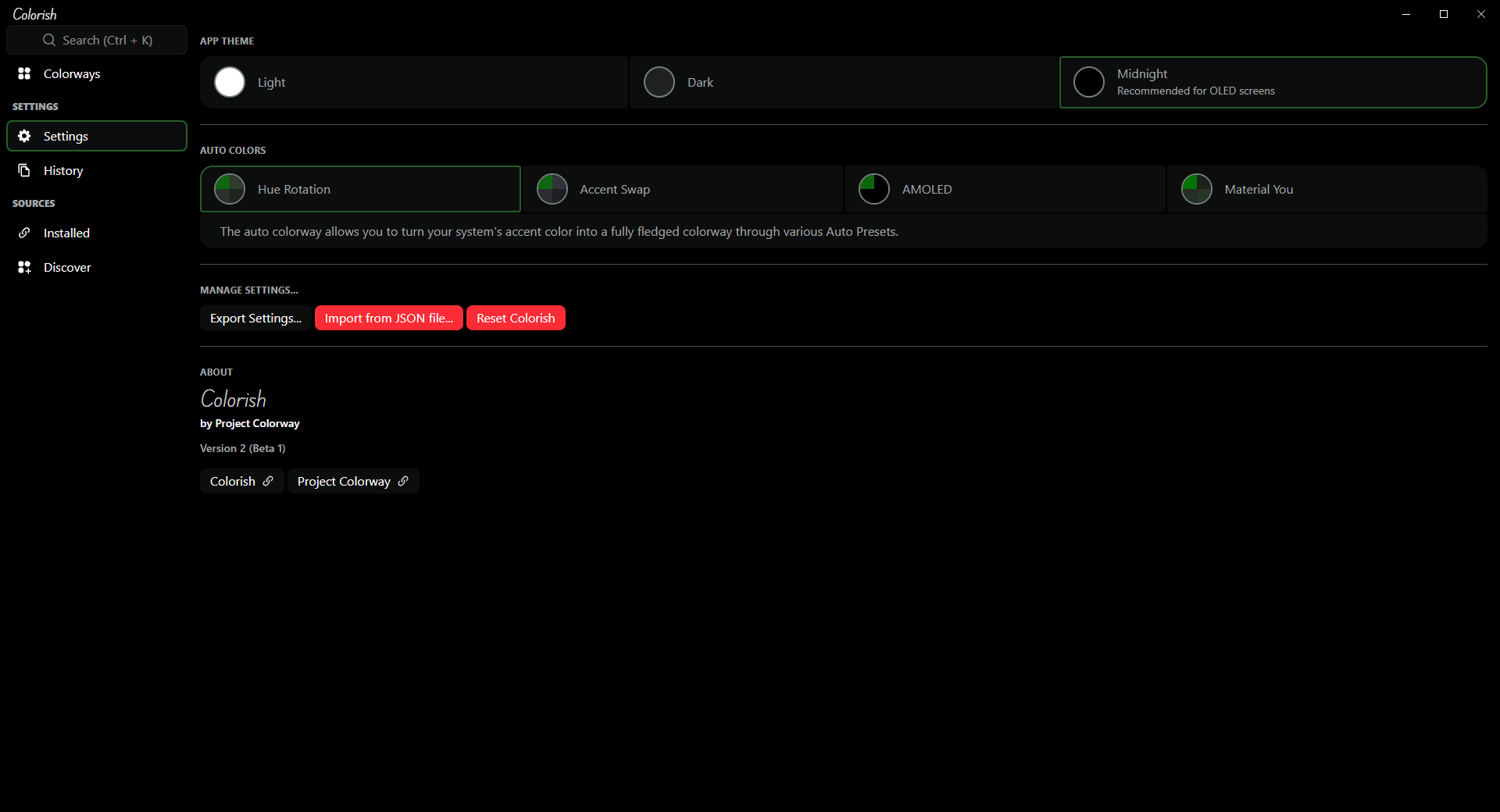 Colorish v2 Settings